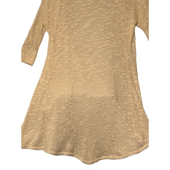 Beige Blu Planet Long Open Knit Duster Cardigan With 3/4 Sleeves Made In USA - Picture 7 of 14